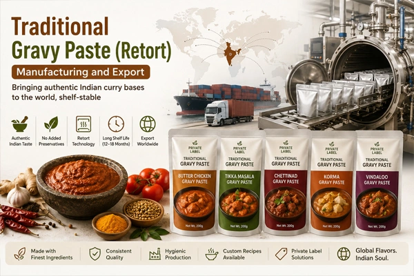 Traditional gravy paste (retort) manufacturing and export: Bringing authentic Indian curry bases to the world, shelf-stable